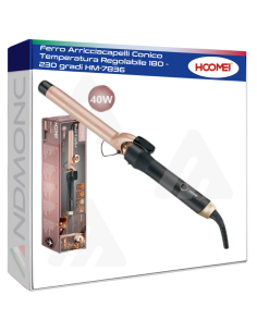Ferro Arricciacapelli Conico Temperatura Regolabile 180 -...