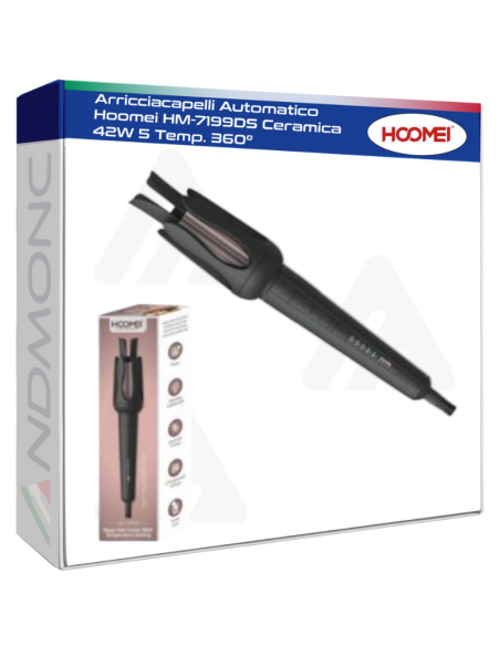 Arricciacapelli Automatico Hoomei HM-7199DS Ceramica 42W 5 Temp. 360°