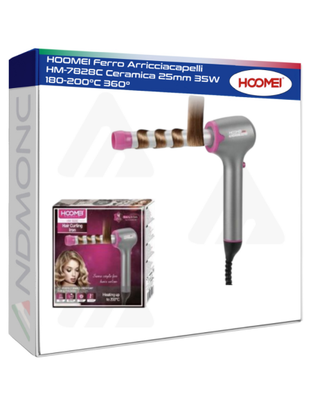 HOOMEI Ferro Arricciacapelli HM-7828C Ceramica 25mm 35W 180-200°C 360°