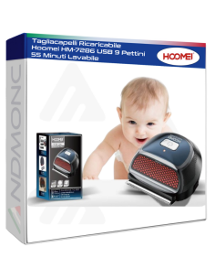 Tagliacapelli Ricaricabile Hoomei HM-7286 USB 9 Pettini...