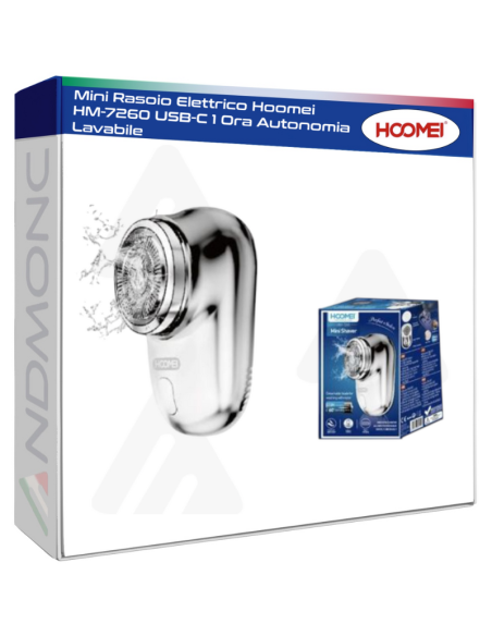 Mini Rasoio Elettrico Hoomei HM-7260 USB-C 1 Ora Autonomia Lavabile