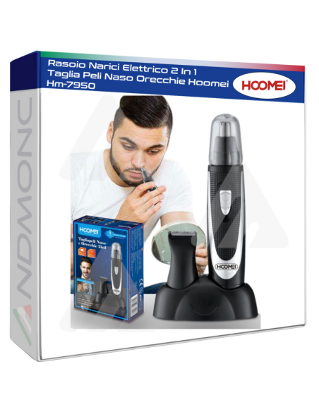 Rasoio Narici Elettrico 2 In 1 Taglia Peli Naso Orecchie Hoomei Hm-7950