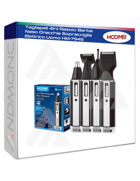 Tagliapeli 4in1 Rasoio Barba Naso Orecchie Sopracciglia Elettrico Uomo HM-7945