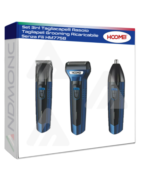 Set 3in1 Tagliacapelli Rasoio Tagliapeli Grooming Ricaricabile Senza Fili HM7758