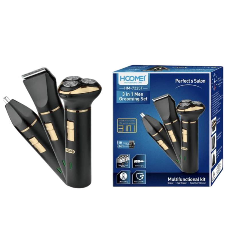 Set Grooming Uomo 3in1 Hoomei HM-7225T USB...