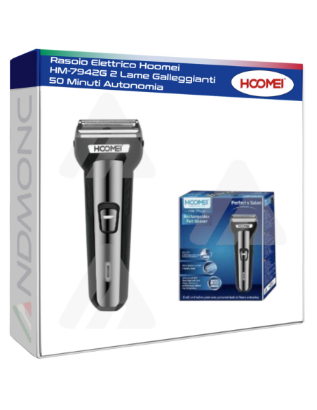 Rasoio Elettrico Hoomei HM-7942G 2 Lame Galleggianti 50 Minuti Autonomia