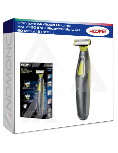 Rifinitore Multiuso Hoomei HM-7980 IPX6 Ricaricabile USB 60 Minuti 3 Pettini