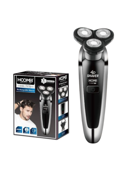 Rasoio Elettrico Hoomei HM-7978 4D IPX6 Ricaricabile USB 2x600mAh Ni-Mh