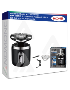 Rasoio Elettrico Hoomei HM-7985 3 Testine Rotanti IPX6 60...