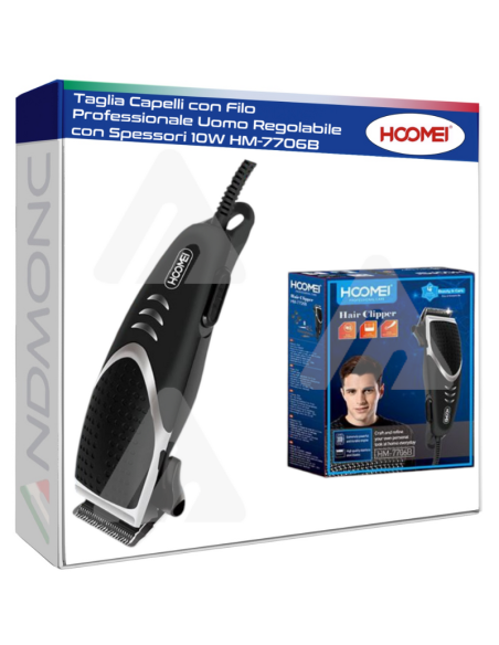 Taglia Capelli con Filo Professionale Uomo Regolabile con Spessori 10W HM-7706B