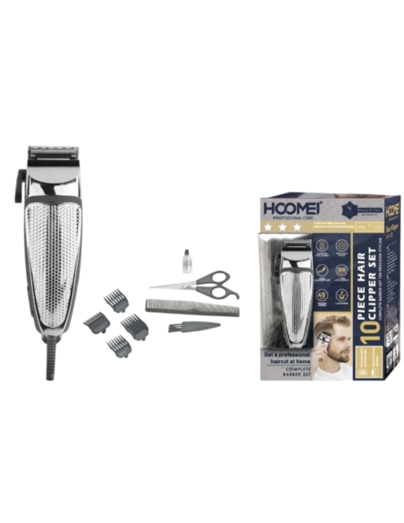 Tagliacapelli Hoomei HM-7710G 10W Lame Acciaio 4 Pettini Set Completo Barbiere