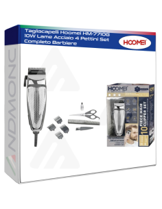 Tagliacapelli Hoomei HM-7710G 10W Lame Acciaio 4 Pettini...