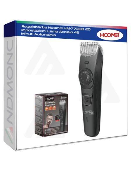 Regolabarba Hoomei HM-7738B 20 Impostazioni Lame Acciaio 45 Minuti Autonomia