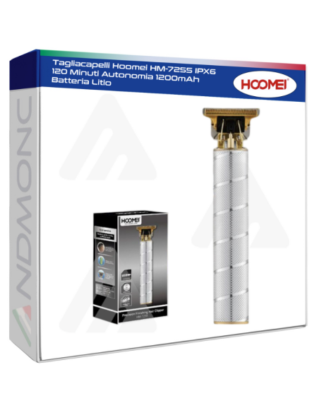 Tagliacapelli Hoomei HM-7255 IPX6 120 Minuti Autonomia 1200mAh Batteria Litio