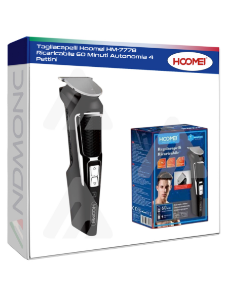 Tagliacapelli Hoomei HM-7778 Ricaricabile 60 Minuti Autonomia 4 Pettini