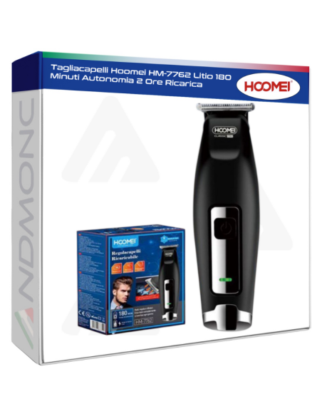 Tagliacapelli Hoomei HM-7762 Litio 180 Minuti Autonomia 2 Ore Ricarica