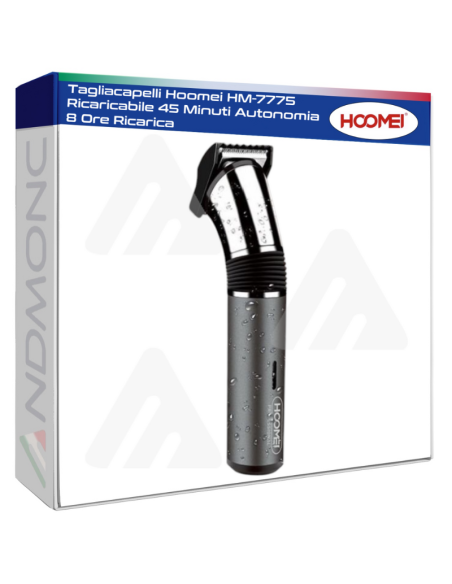 Tagliacapelli Hoomei HM-7775 Ricaricabile 45 Minuti Autonomia 8 Ore Ricarica