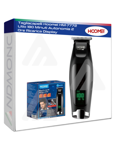 Tagliacapelli Hoomei HM-7772 Litio 180 Minuti Autonomia 2 Ore Ricarica Display