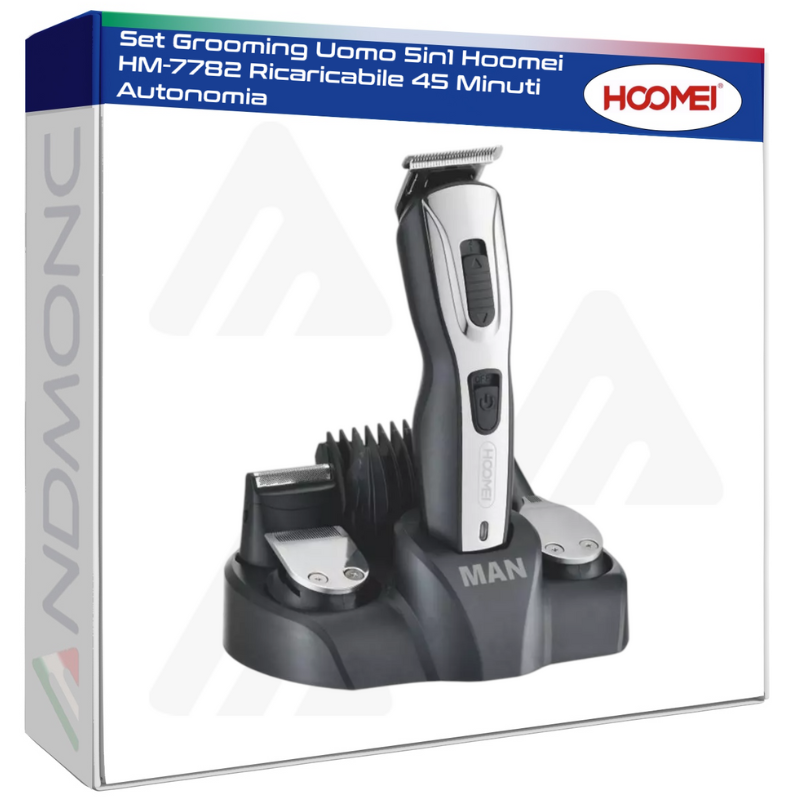 Set Grooming Uomo 5in1 Hoomei HM-7782 Ricaricabile 45 Minuti Autonomia