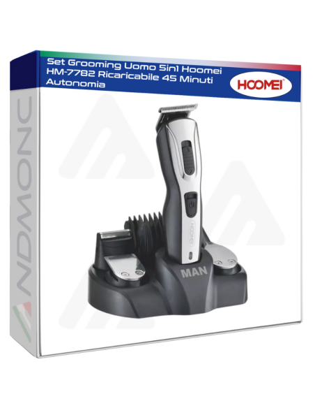 Set Grooming Uomo 5in1 Hoomei HM-7782 Ricaricabile 45 Minuti Autonomia