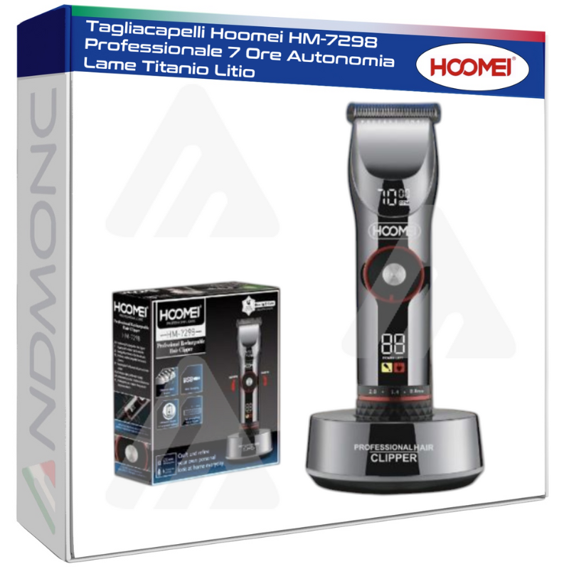 Tagliacapelli Hoomei HM-7298 Professionale 7 Ore Autonomia Lame Titanio Litio