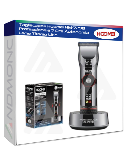 Tagliacapelli Hoomei HM-7298 Professionale 7 Ore Autonomia Lame Titanio Litio