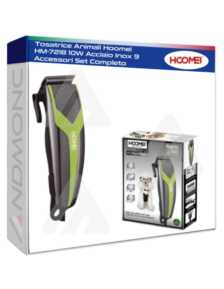Tosatrice Animali Hoomei HM-7218 10W Acciaio Inox 9 Accessori Set Completo