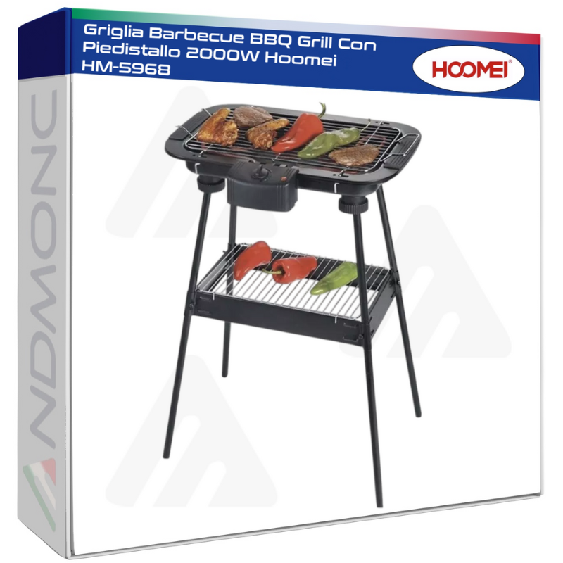 Griglia Barbecue BBQ Grill Con Piedistallo 2000W Hoomei HM-5968
