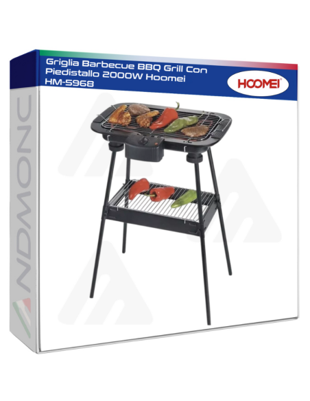 Griglia Barbecue BBQ Grill Con Piedistallo 2000W Hoomei HM-5968
