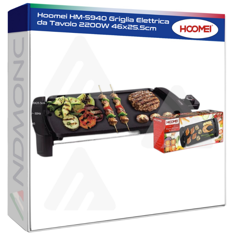 Hoomei HM-5940 Griglia Elettrica da Tavolo 2200W 46x25.5cm