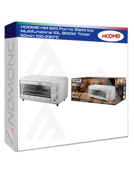 HOOMEI HM-5211 Forno Elettrico Multifunzione 10L 800W Timer 60min 100-230°C