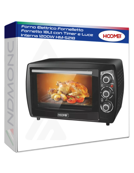 Forno Elettrico Fornelletto Fornetto 18Lt con Timer e Luce Interna 1200W HM-5218