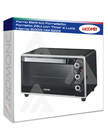 Forno Elettrico Fornelletto Fornetto 23Lt con Timer e Luce Interne 1600W HM-5223