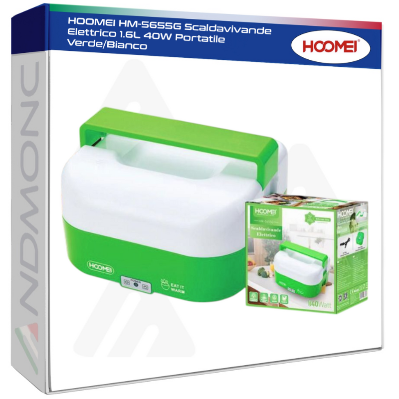 HOOMEI HM-5655G Scaldavivande Elettrico 1.6L 40W Portatile VerdeBianco