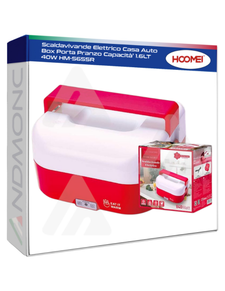 Scaldavivande Elettrico Casa Auto Box Porta Pranzo Capacità' 1.6LT 40W HM-5655R