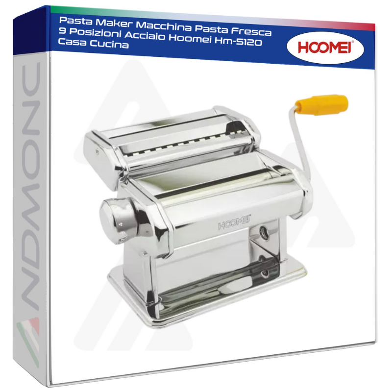 Pasta Maker Macchina Pasta Fresca 9 Posizioni Acciaio Hoomei Hm-5120 Casa Cucina