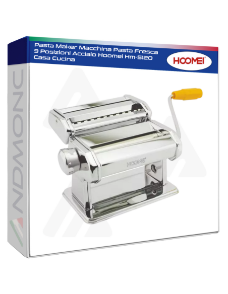 Pasta Maker Macchina Pasta Fresca 9 Posizioni Acciaio Hoomei Hm-5120 Casa Cucina