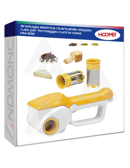 Grattugia elettrica ricaricabile doppio rullo per formaggio cucina casa HM-6112