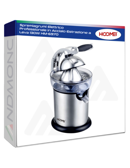 Spremiagrumi Elettrico Professionale in Acciaio Estrazione a Leva 130W HM-6970