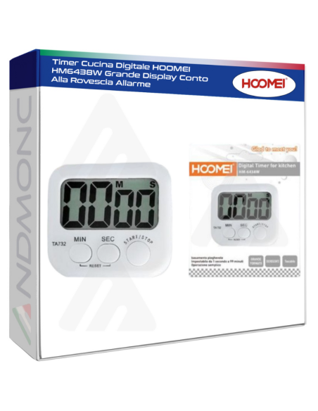 Timer Cucina Digitale HOOMEI HM6438W Grande Display Conto Alla Rovescia Allarme