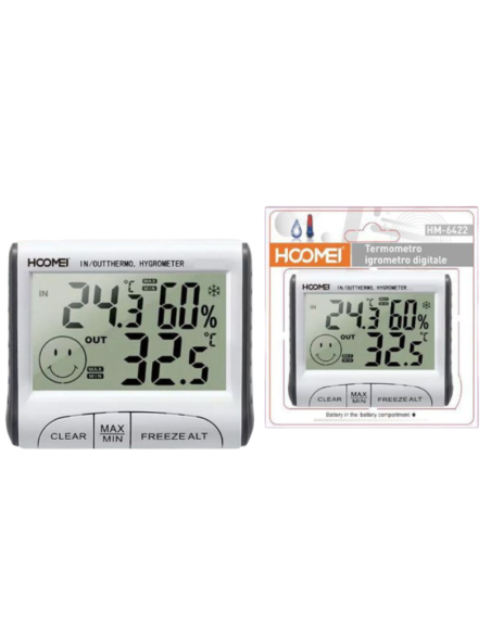 Hoomei HM 6422 Termometro Igrometro Digitale LCD Interno Esterno Max Min