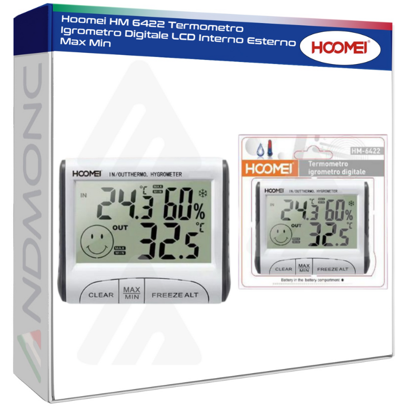 Hoomei HM 6422 Termometro Igrometro Digitale LCD Interno Esterno Max Min