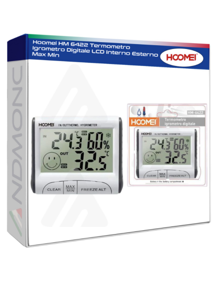 Hoomei HM 6422 Termometro Igrometro Digitale LCD Interno Esterno Max Min