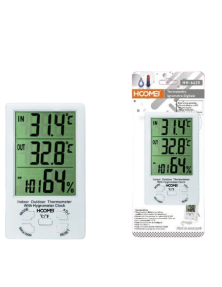 Hoomei HM 6425 Termometro Igrometro Digitale LCD Interno Esterno Orologio