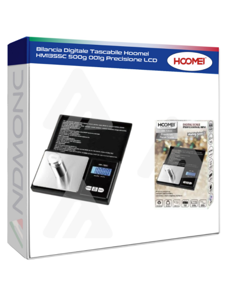 Bilancia Digitale Tascabile Hoomei HM1355C 500g 001g Precisione LCD