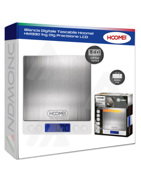 Bilancia Digitale Tascabile Hoomei HM1330 1kg 01g Precisione LCD