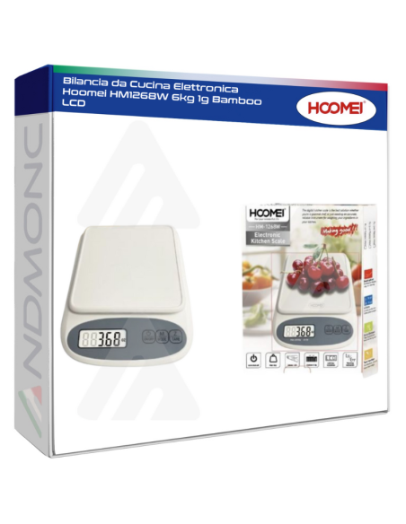 Bilancia da Cucina Elettronica Hoomei HM1268W 6kg 1g Bamboo LCD