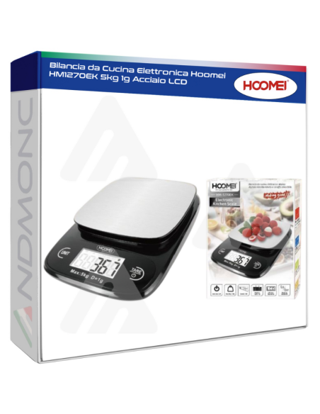 Bilancia da Cucina Elettronica Hoomei HM1270EK 5kg 1g Acciaio LCD