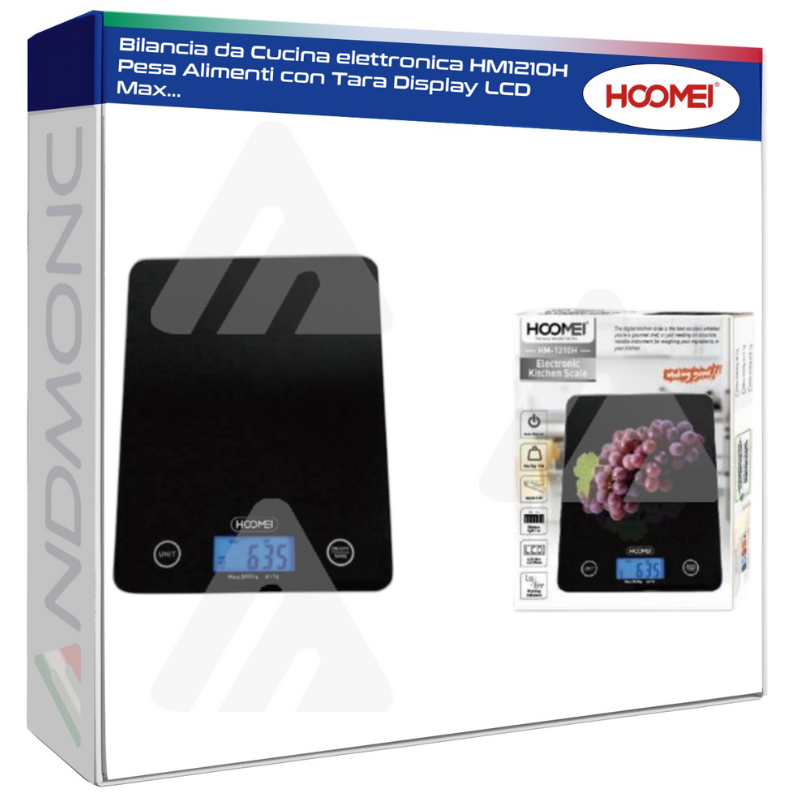 Bilancia da Cucina elettronica HM1210H Pesa Alimenti con Tara Display LCD Max...