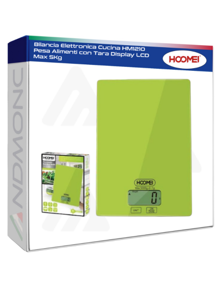 Bilancia Elettronica Cucina HM1210 Pesa Alimenti con Tara Display LCD Max 5Kg
